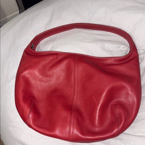 Coach Red Leather Shoulder Bag - Picture 11 of 12